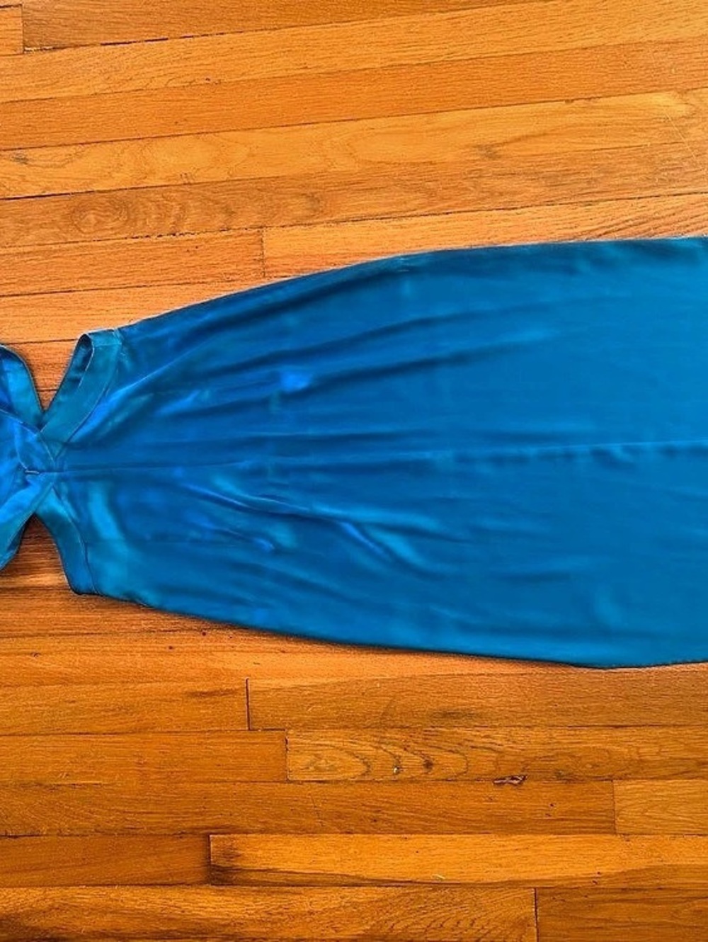 Zara Blue Satin Sleeveless Halter Midi Dress Halter Midi